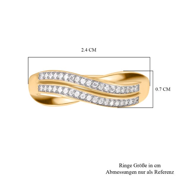 Weißer Diamant Ring 925 Silber Gelbgold Vermeil (Größe 19.00) ca. 0,19 ct image number 5