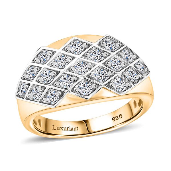 LUXURIANT SI Labor Diamant Ring, 925 Silber 750 Gelbgold Vermeil - 1 ct. image number 4