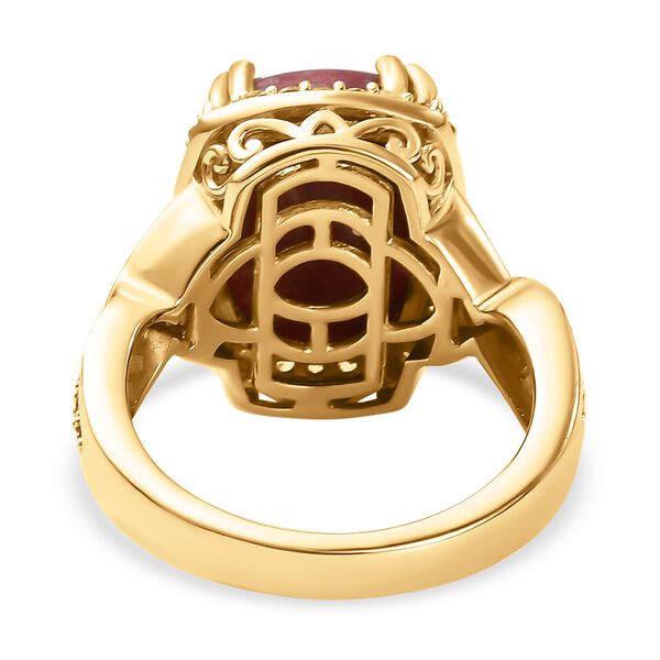 Norwegischer Thulit und weißer Zirkon-Ring, 925 Silber vergoldet (Größe 18.00) ca. 8.95 ct image number 6