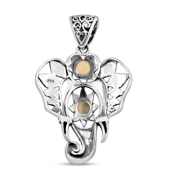 Handgefertigter, nat&uuml;rlicher, &auml;thiopischer Opal Elefant-Anh&auml;nger in Silber image number 6