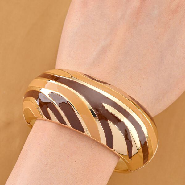 Emaille-Armreif im Wellen-Design, ca. 18 cm, Braun image number 2