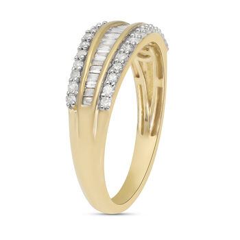 Diamant-Ring, 925 Silber Gelbgold Vermeil  ca. 0,50 ct