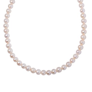 Weiße Süßwasser Perle Halskette ca. 60 cm 925 Silber rhodiniert