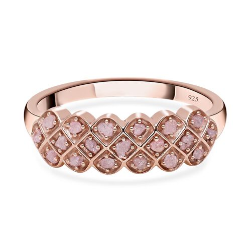 Natürlicher, ungeschliffener Rosa Diamant Ring, 925 Silber Roségold Vermeil (Größe 20.00) ca. 0,25 ct image number 0