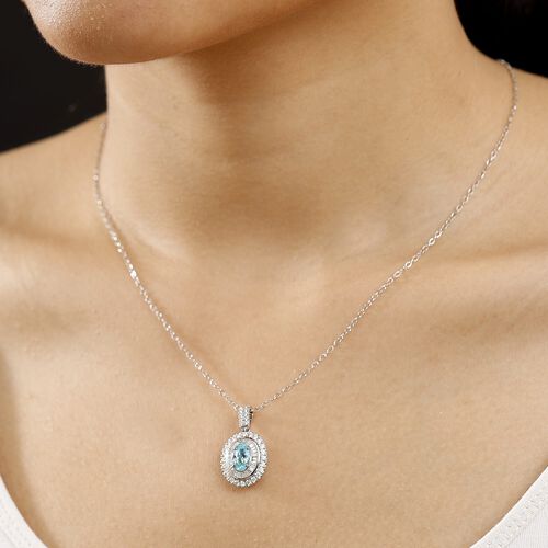 RHAPSODY zertifiziert und geprüft AAAA Paraiba Turmalin und VS-EF Diamant Anhänger mit 45cm Kette in 950 Platin - 2,03 ct. image number 1