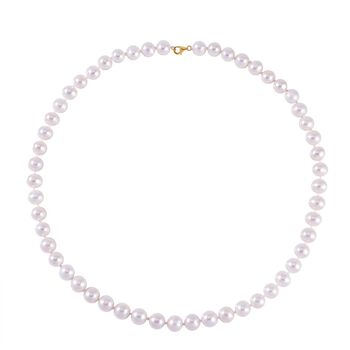 AAAA Wei&szlig;e S&uuml;&szlig;wasser Perle Halskette, ca. 50 cm, 375 Gold vergoldet
