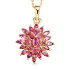 AA Rubellit Anhänger mit Kette, 925 Silber Gelbgold Vermeil ca. 2.10 ct