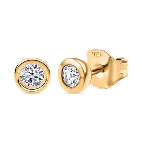 LUXURIANT DIAMOND- SI-GH Labor Diamant Ohrringe, 925 Silber Gelbgold Vermeil  - 0,25 ct.