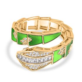 Weißer Zirkonia Ring Messing emailliert (Größe 20.00) Grün 0.30 ct