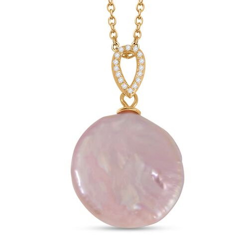 19-21mm lila Keshi Perle und Zirkon-Anhänger mit 45cm Kette - 20 ct. image number 0