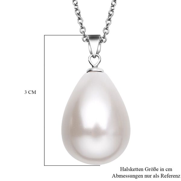 Wei&szlig;er Muschelkernperlen-Anh&auml;nger mit Kette, 925 Silber rhodiniert und Edelstahl image number 5