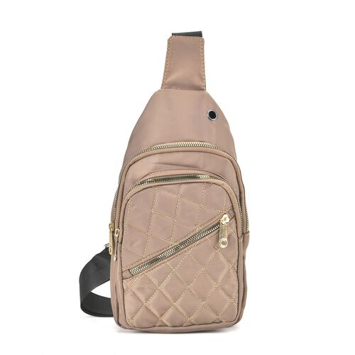 Stepp-Slingtasche mit RFID-Schutz und Kopfhöreröffnung, Größe: 17x7,5x30cm, Blau