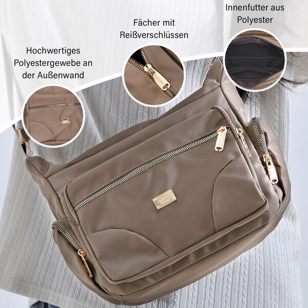 Stylische Umhängetasche mit verstellbarem Gurt und RFID-Schutz, Beige image number 4