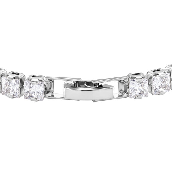 Wei&szlig;es Carr&eacute;-Schliff Zirkonia 19cm Armband in Silberton image number 4