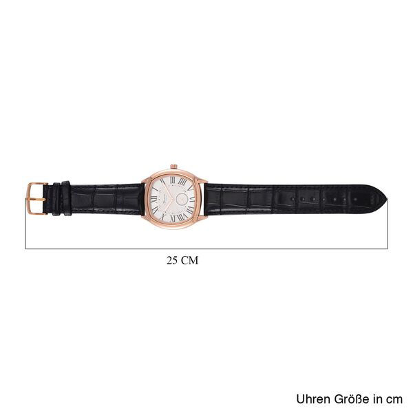 GENOA Limitierte Auflage Miyota Japanese Movement Uhr mit Echtlederarmband - Schwarz image number 8