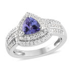Tansanit und Zirkon-Ring, 925 Silber platiniert  ca. 1,42 ct image number 3