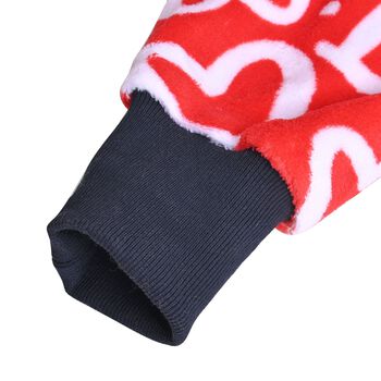 Flauschiger Flanell Hoodie mit gro&szlig;er Tasche, rotes Herzmuster