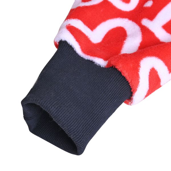 Flauschiger Flanell Hoodie mit gro&szlig;er Tasche, rotes Herzmuster image number 4