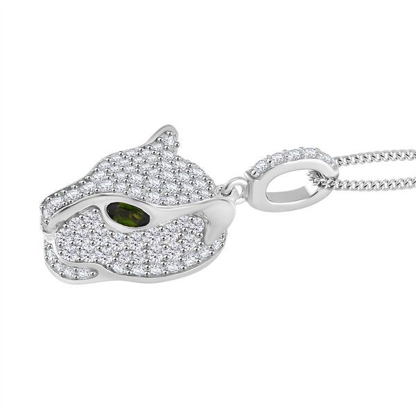 GP Nat&uuml;rlicher Chromdiopsid, Blauer Saphir Schmuckset 925 Silber platiniert, 925 Silber rhodiniert ca. 2,08 ct. image number 3