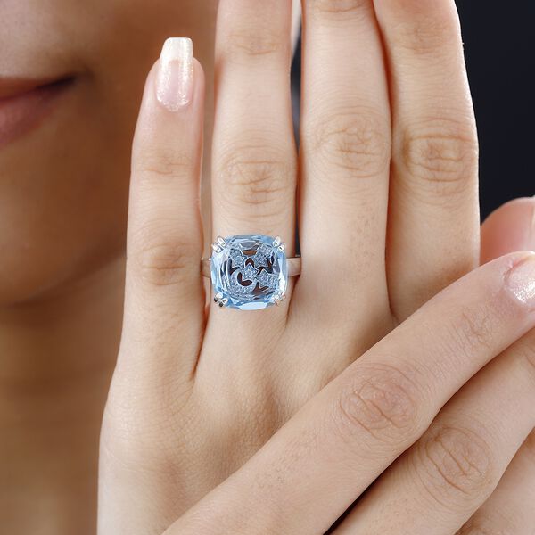 GP Celestial Dream Kollektion - Himmelblauer Topas, Zirkon und Kanchanaburi blauer Saphir-Ring - 12,86 ct. image number 3