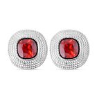 Rote Zirkonia Ohrringe, Reiner Edelstahl, ca. 7.50 ct