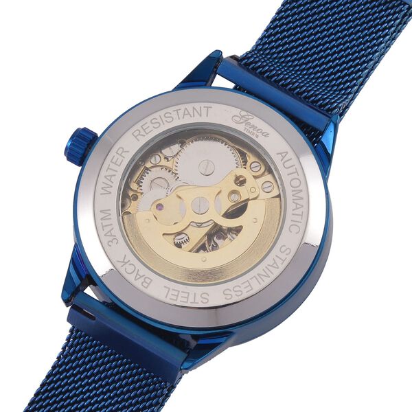 GENOA Automatik Mechanische Uhr mit Blauem Sonnenschein-Hohlzifferblatt und Modernem Minimalistischem Runddesign image number 5