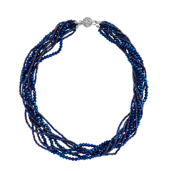 2er Set - Blau Kristall, Wei&szlig;er Kristall Halskette und Ohrringe