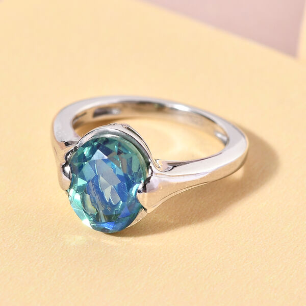 Pfau Triplett Quarz-Ring, 925 Silber platiniert  ca. 3,17 ct image number 2