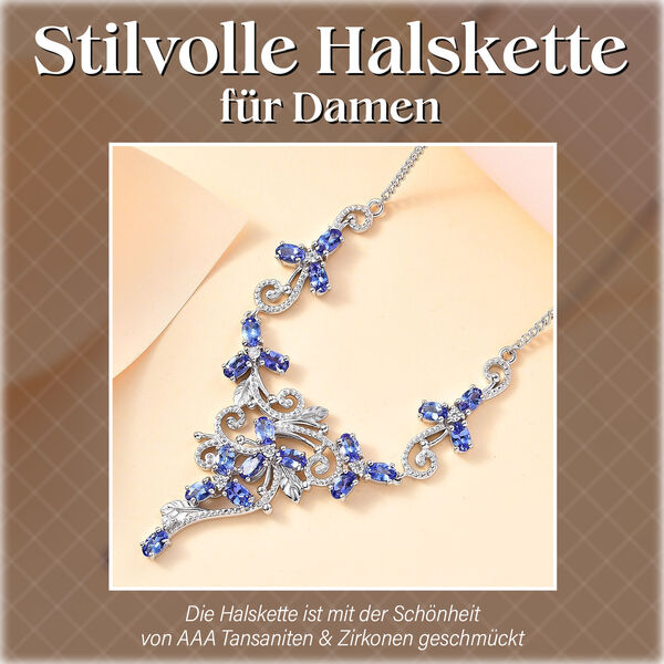 AAA Tansanit und Zirkon Halskette, 45 cm - 5,02 ct. image number 2