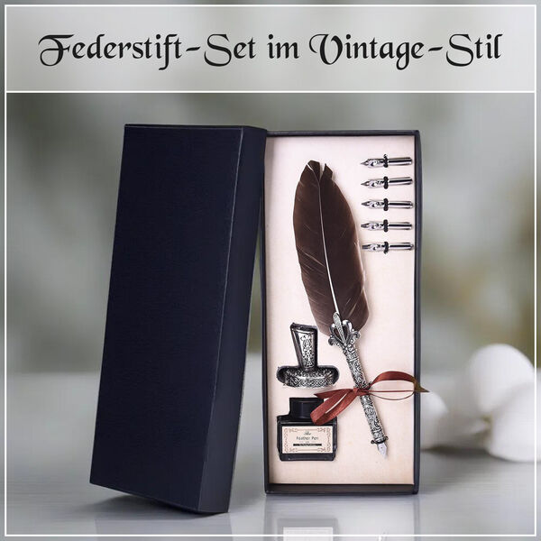 Antikes Federstift-Geschenkset in Braun image number 7