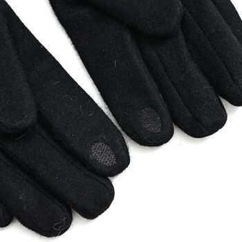 Kaschmir-Handschuhe mit Kunstfellbesatz und Touchscreen-Funktion, One Size, Schwarz