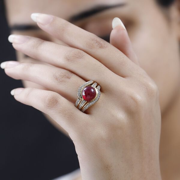 Afrikanischer Rubin und Zirkon-Ring - 6,98 ct. image number 3