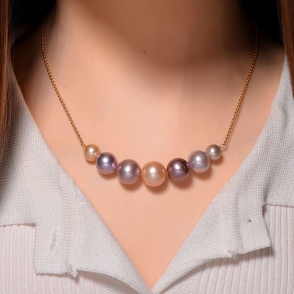 Mehrfarbige Edison Perle Halskette, 50 cm image number 2