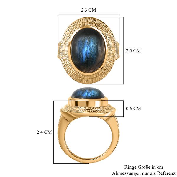 AAA Labradorit Ring 925 Silber 750 Gelbgold Vermeil (Größe 18.00) ca. 9,68 ct image number 7