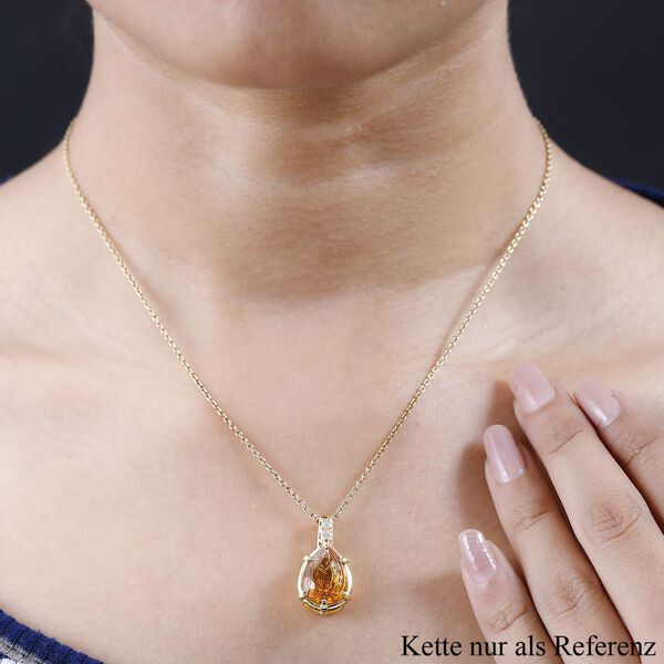 AA Serra Gaucha Citrin, Wei&szlig;er Zirkon Anh&auml;nger 925 Silber Gelbgold Vermeil ca. 4.49 ct image number 3