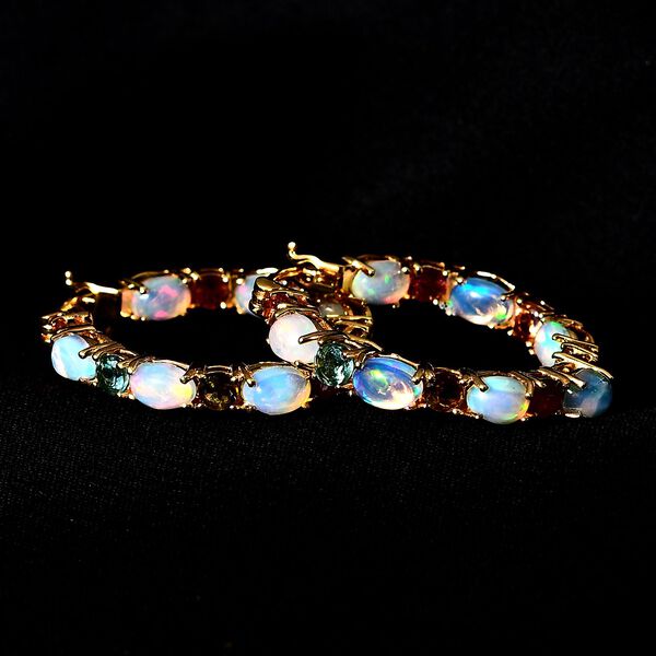 AA nat&uuml;rliche, &auml;thiopische Welo Opal und Mehrfach-Turmalin-Ohrringe - 6,56 ct. image number 3