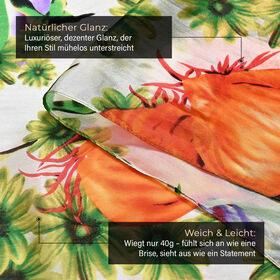 LA MAREY Schal aus 100 % Maulbeerseide, 195×110 cm, orange-weiß