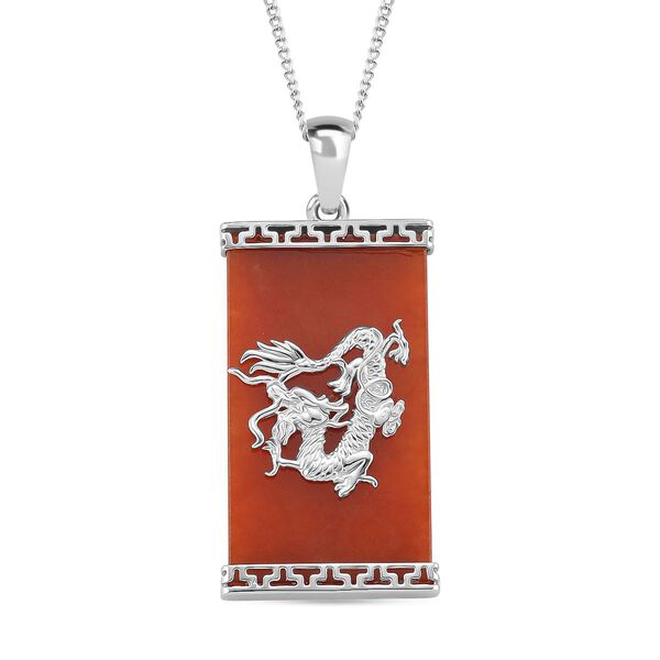 Rote Jade Drachen-Anhänger mit Kette, 925 Silber rhodiniert, ca. 17.24 ct image number 0