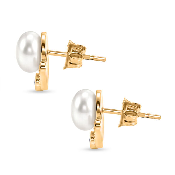 EVER TRUE S&uuml;&szlig;wasser Perle (7-7.5 mm), Wei&szlig;er Zirkon Ohrringe Nickelfreies Messing image number 3