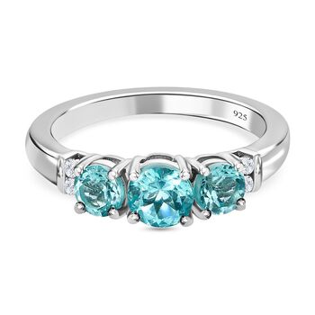 Paraiba-Apatit Ring, 925 Silber platiniert, (Gr&ouml;&szlig;e 20.00), ca. 1.24 ct
