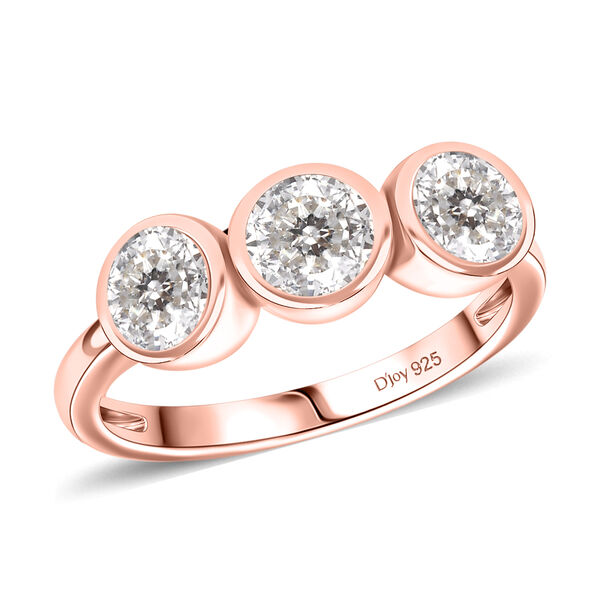 D&rsquo;joy 100 Facetten Moissanit Ring 925 Silber 750 Ros&eacute;gold Vermeil (Gr&ouml;&szlig;e 18.00) ca. 1,37 ct image number 4