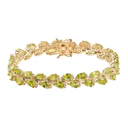 Djoy Nat&uuml;rlicher Peridot Armband ca. 19 cm 925 Silber 750 Gelbgold Vermeil ca. 20.58 ct