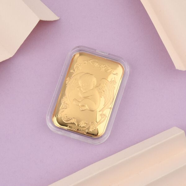 EXKLUSIVES GESCHENK - 999er fiengoldplatte mit Engelsblatt Motiv 10mg image number 2