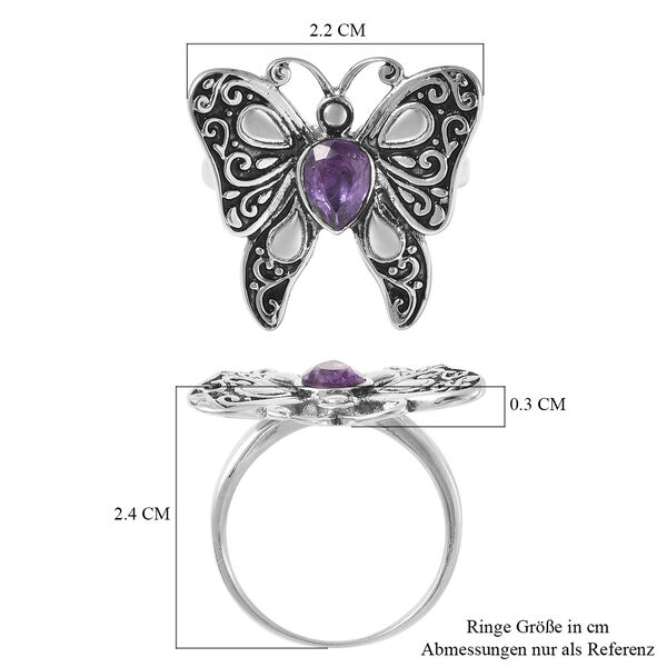 Afrikanischer Amethyst Schmetterling-Ring - 2 ct. image number 7