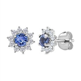 Tansanit und Zirkon Ohrstecker - 1,09 ct.