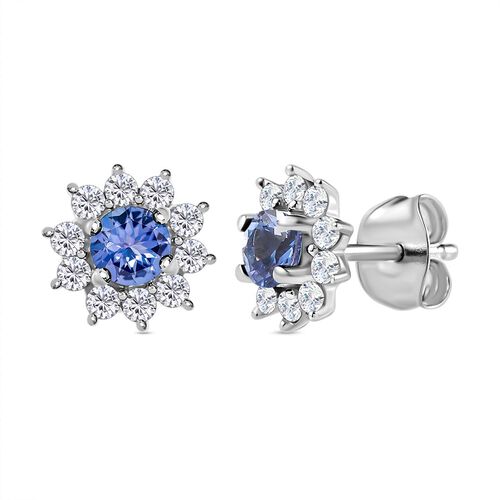 Tansanit und Zirkon Ohrstecker - 1,09 ct. image number 0