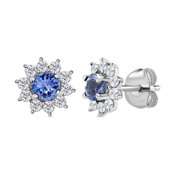 Tansanit und Zirkon Ohrstecker - 1,09 ct. image number 0