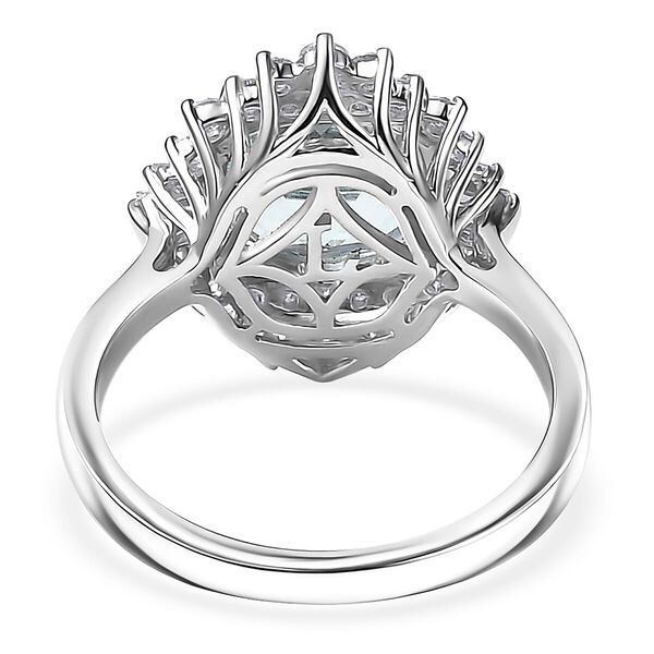 LUXURIANT AAA Aquamarin und Labor Diamant Ring in 417 Wei&szlig;gold - 3,75 ct. image number 4