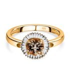 AAA Turkizit und weißer Diamant-Ring, 925 Silber Gelbgold Vermeil (Größe 18.00) ca. 1,09 ct