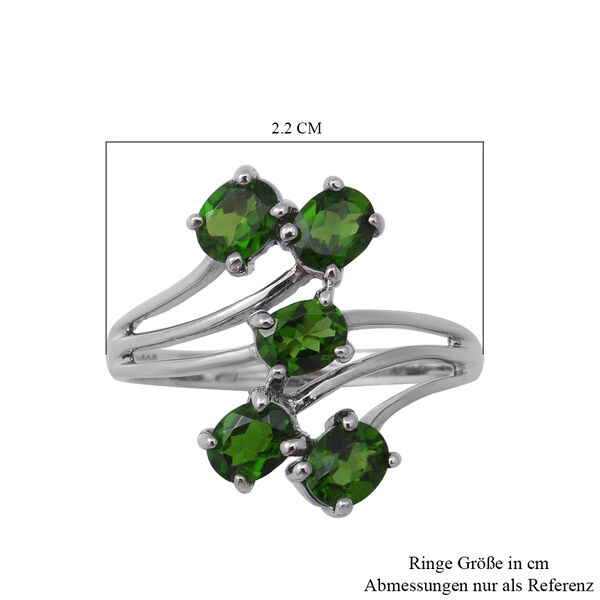Nat&uuml;rlicher Chromdiopsid Bypass-Ring 925 Silber platiniert  ca. 1,90 ct image number 4
